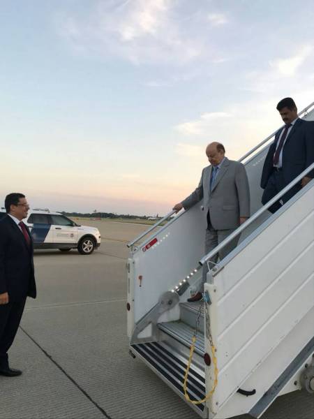 الرئيس هادي يصل الى الولايات المتحدة الأمريكية